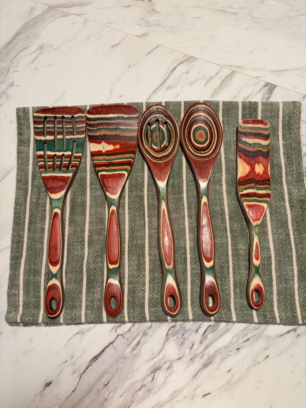 Colorful Layered Wood Kitchen Utensil Set - Multicolor